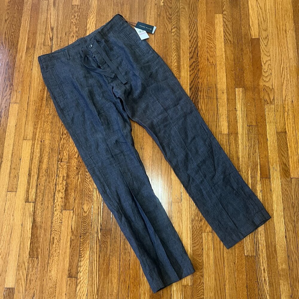 Perry Ellis 100% Linen Slate Grey Drawstring Core Pants - Men's 32x32 (NWT)